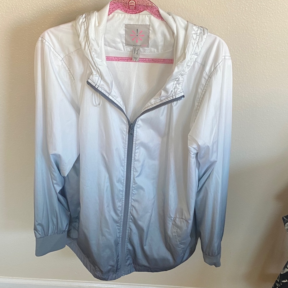 Isaac Mizrahi White and Gray Gradient Utility Jacket